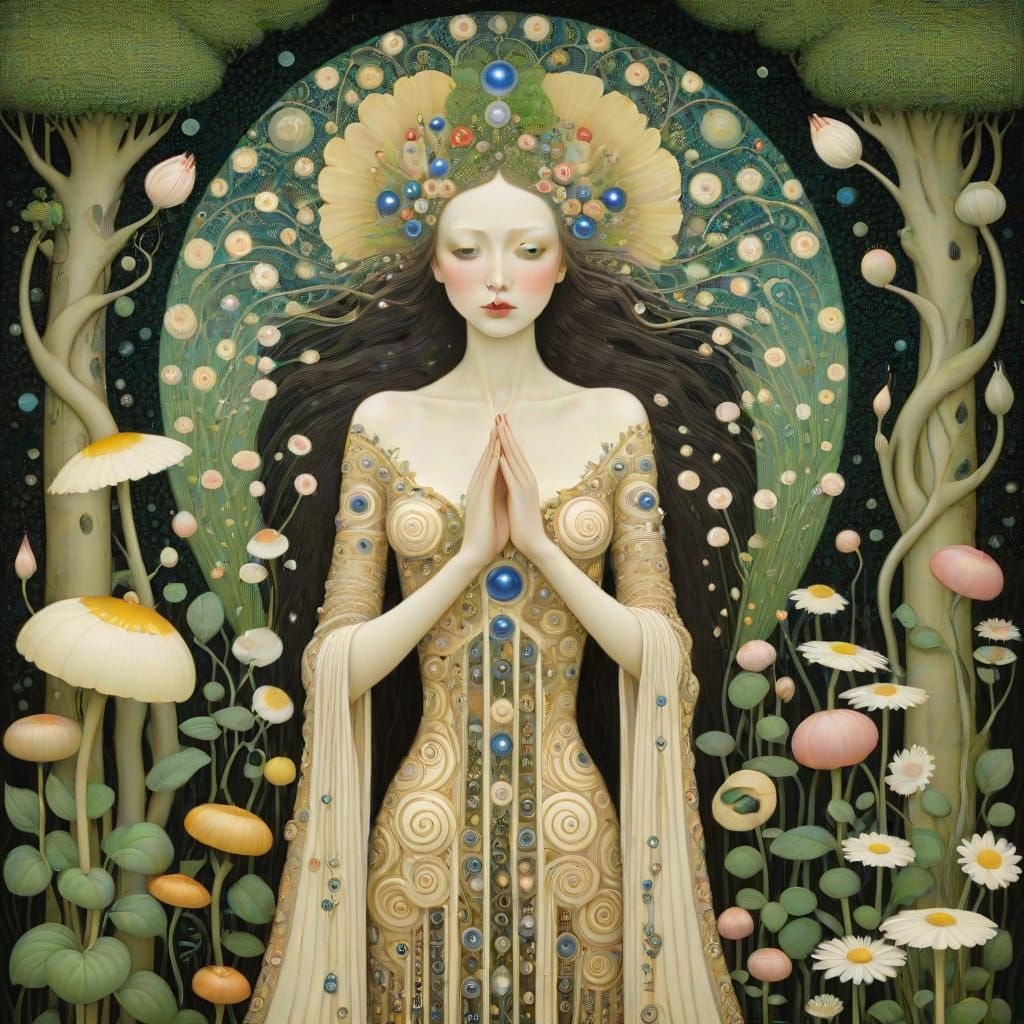 Enchanted Garden Inspired by Klimt, Nielsen, and Hattori