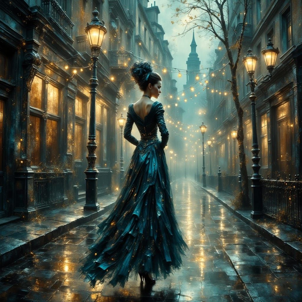 Melancholic Figure in Monochromatic Cityscape as Digital Art