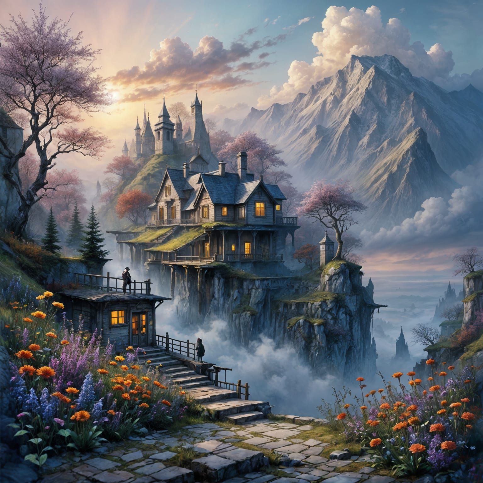 Ethereal Fantasy Landscape with Hyperdetailed Mist