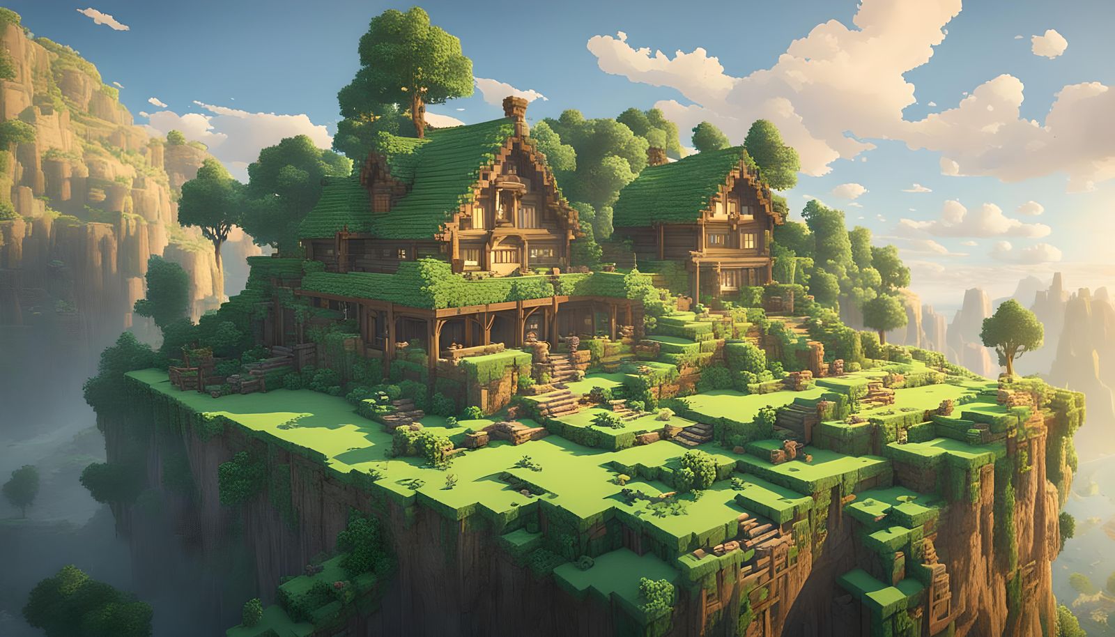 Minecraft Landscape in 3D Anime Art Style