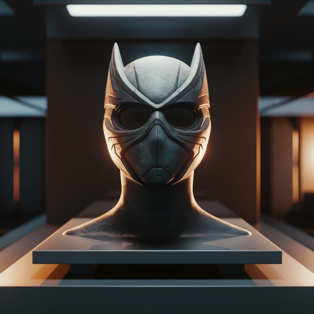 Life-Sized Hawkgirl Cowl Mask Replica in Futuristic Setting