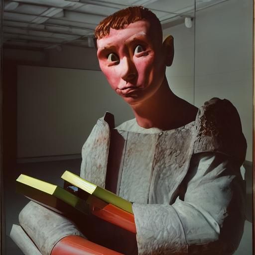 Futuristic Porcelain Machines in Modern Art Museum