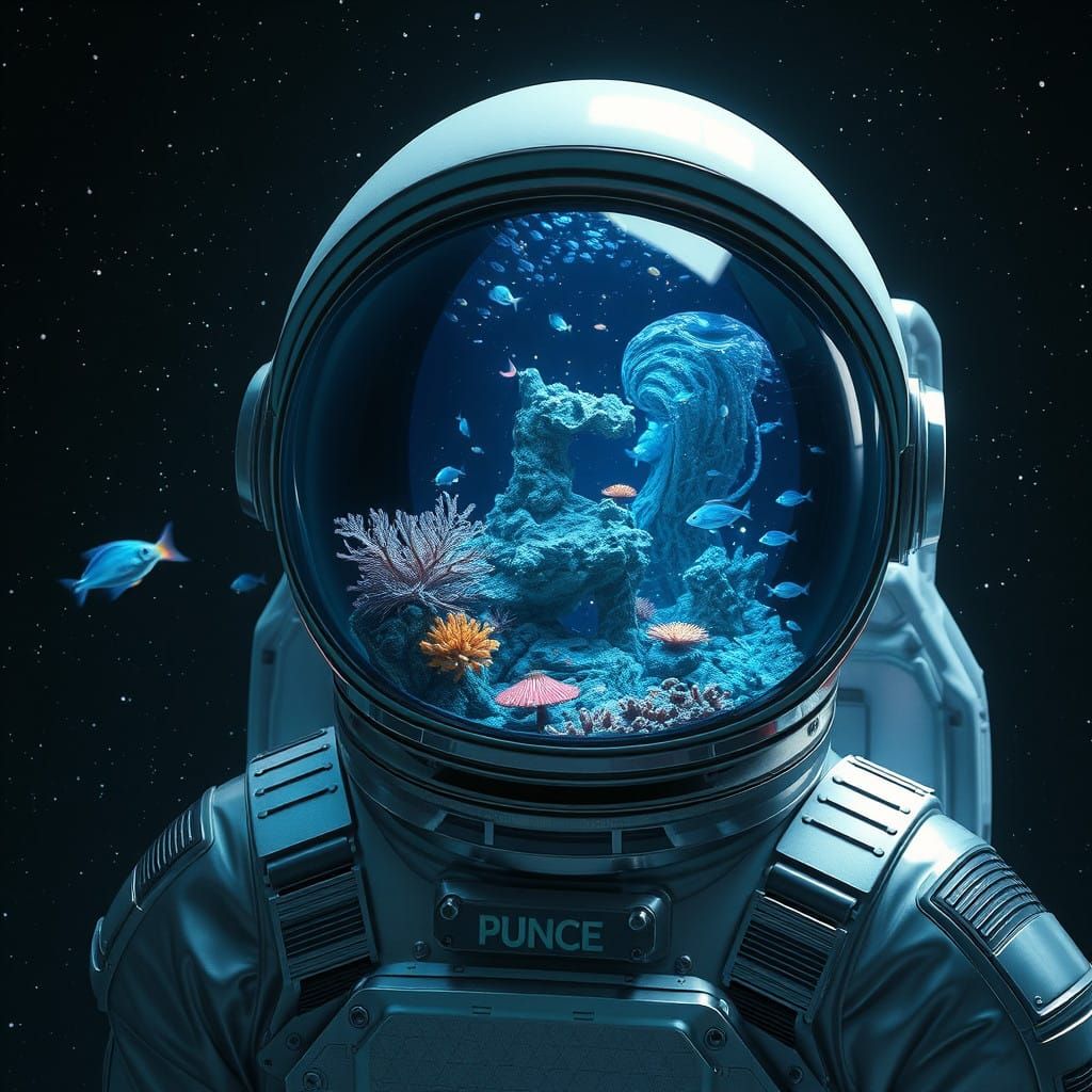 Astronaut in Cosmic Ocean Helmet