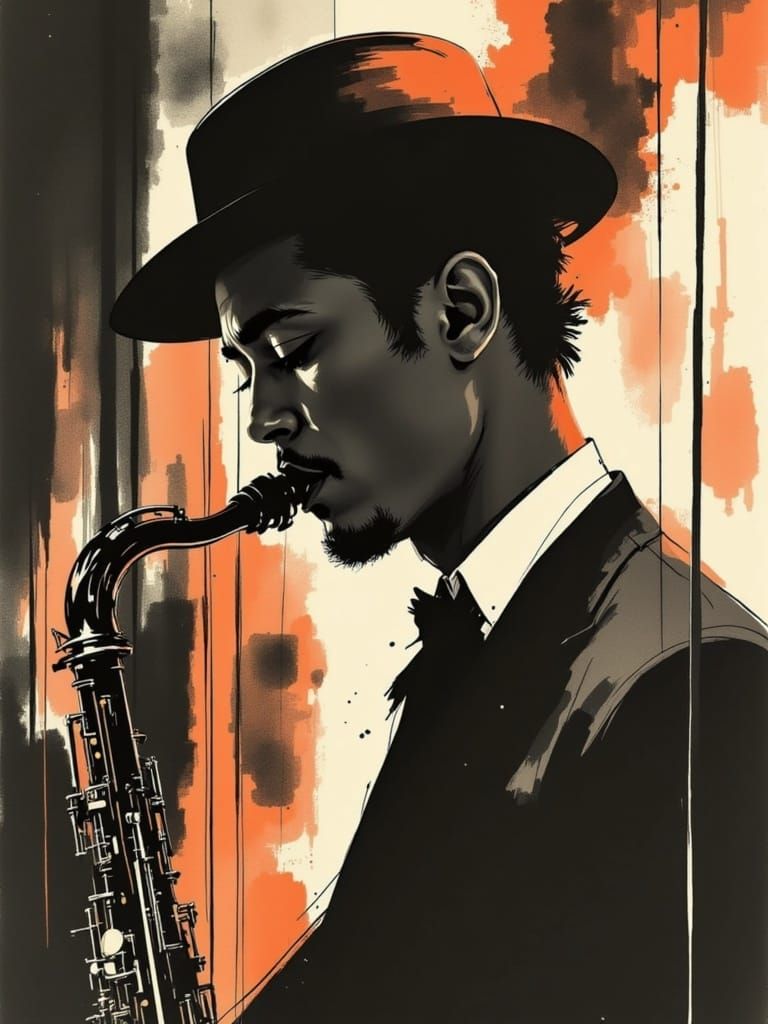 Mid-Century Jazz Icon in Sepia Hues