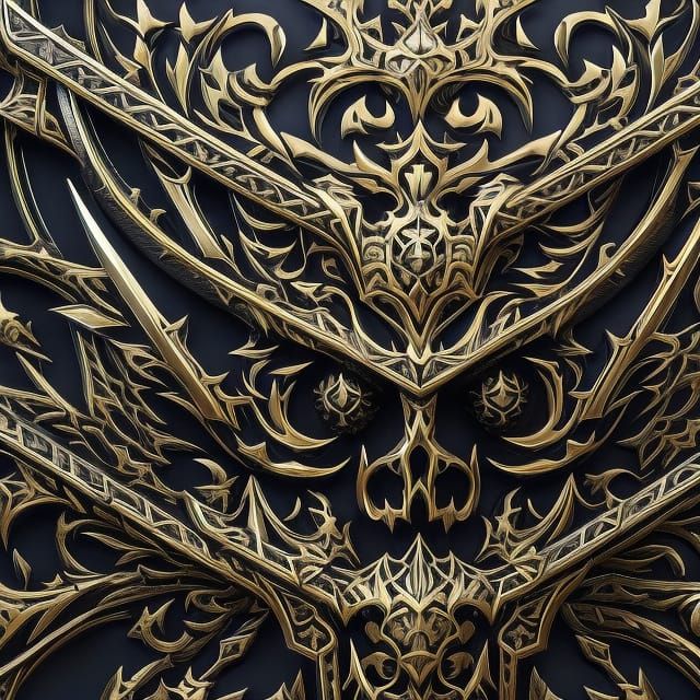 Detailed Skull with Silver and Gold Filigree