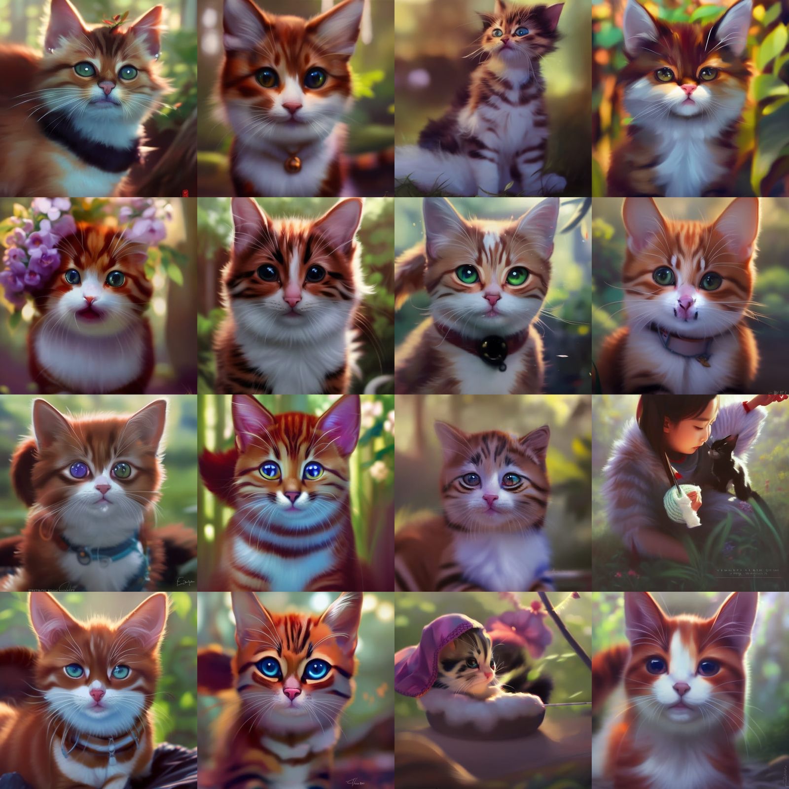 Kitten in Japanese Streetwear: Digital Oil Painting