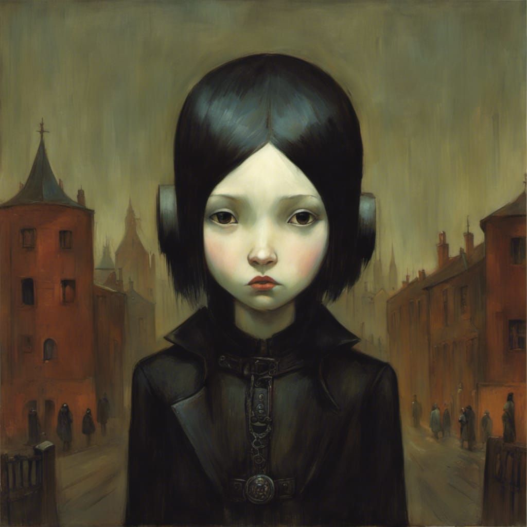 Moody Goth Punk Girl Illustration