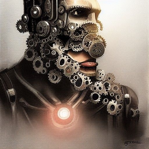 Realistic Cyborg Bartender Gears Brain Sinister