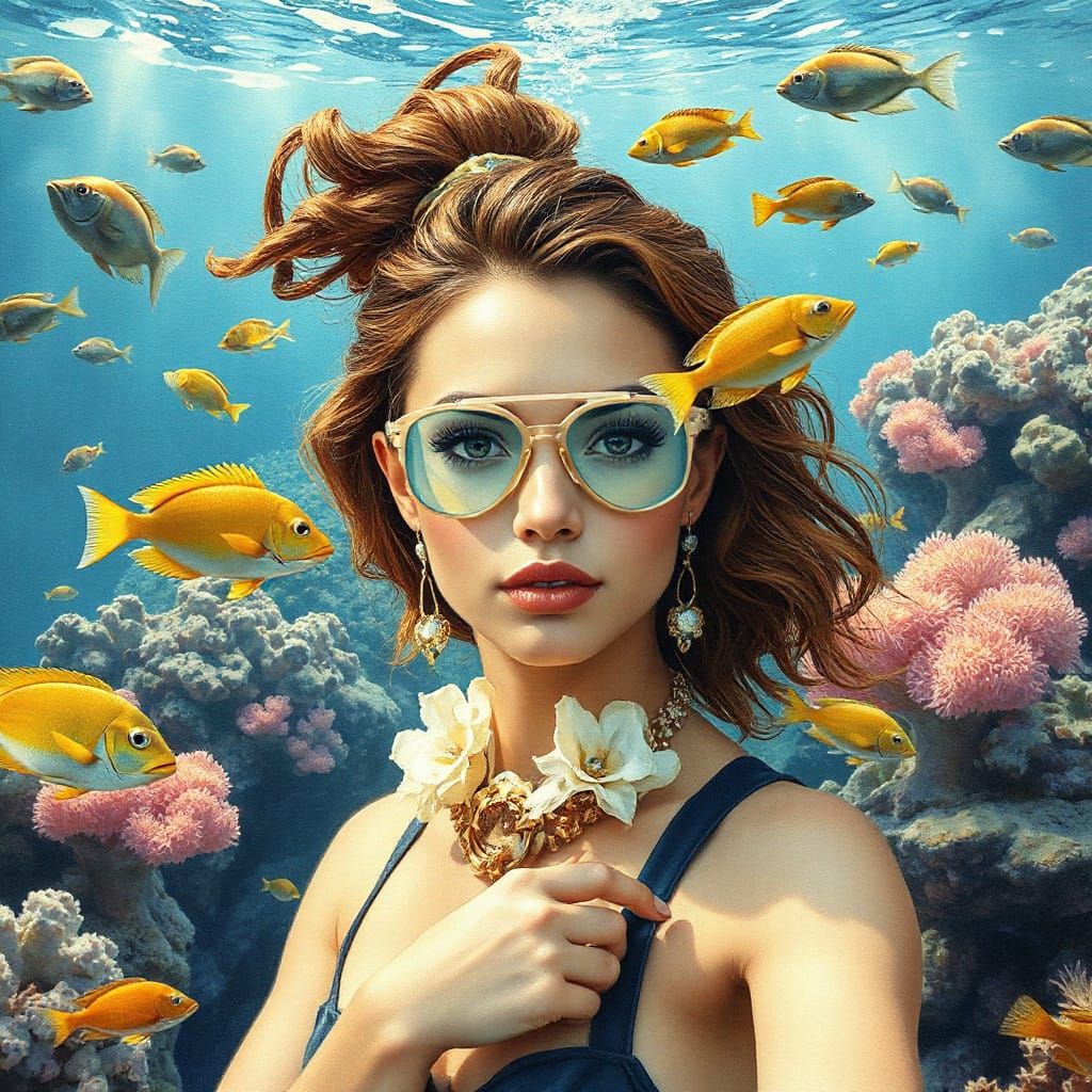 Fashionista Diver in Impressionist Underwater Photoshoot