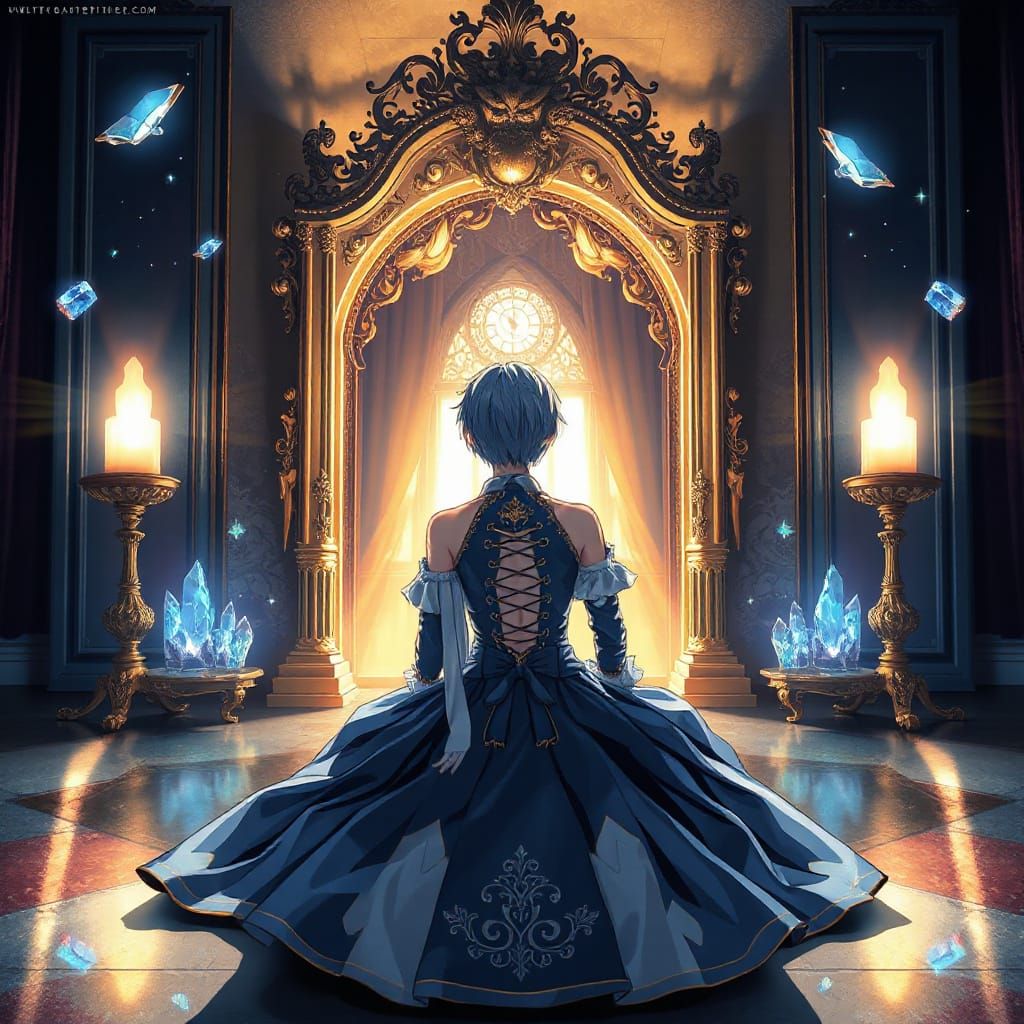 Anime-style poster featuring a mysterious protagonist in an ...