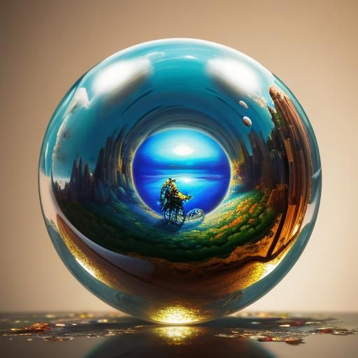 Surreal Nutty Person in Glass Ball, Dali Style