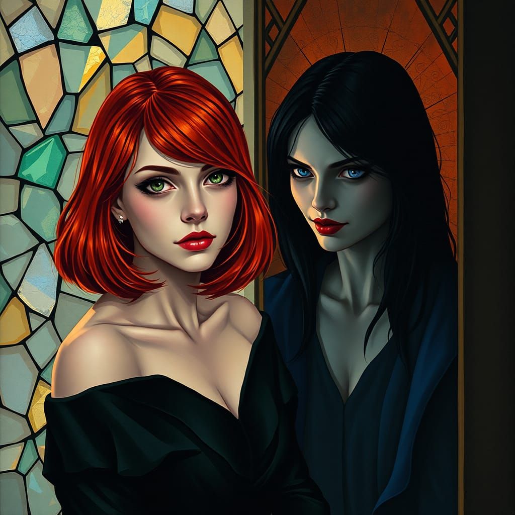 Doppelganger Reflection in Abstract Expressionist Style