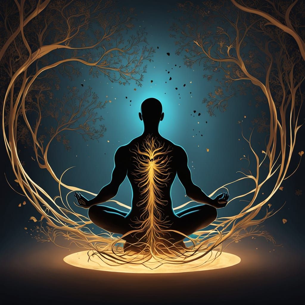 Elegant Digital Artwork of Male Tantric Massage in Introspec...