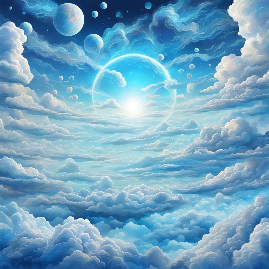 White Clouds in Blue Sky, Astral Illustration