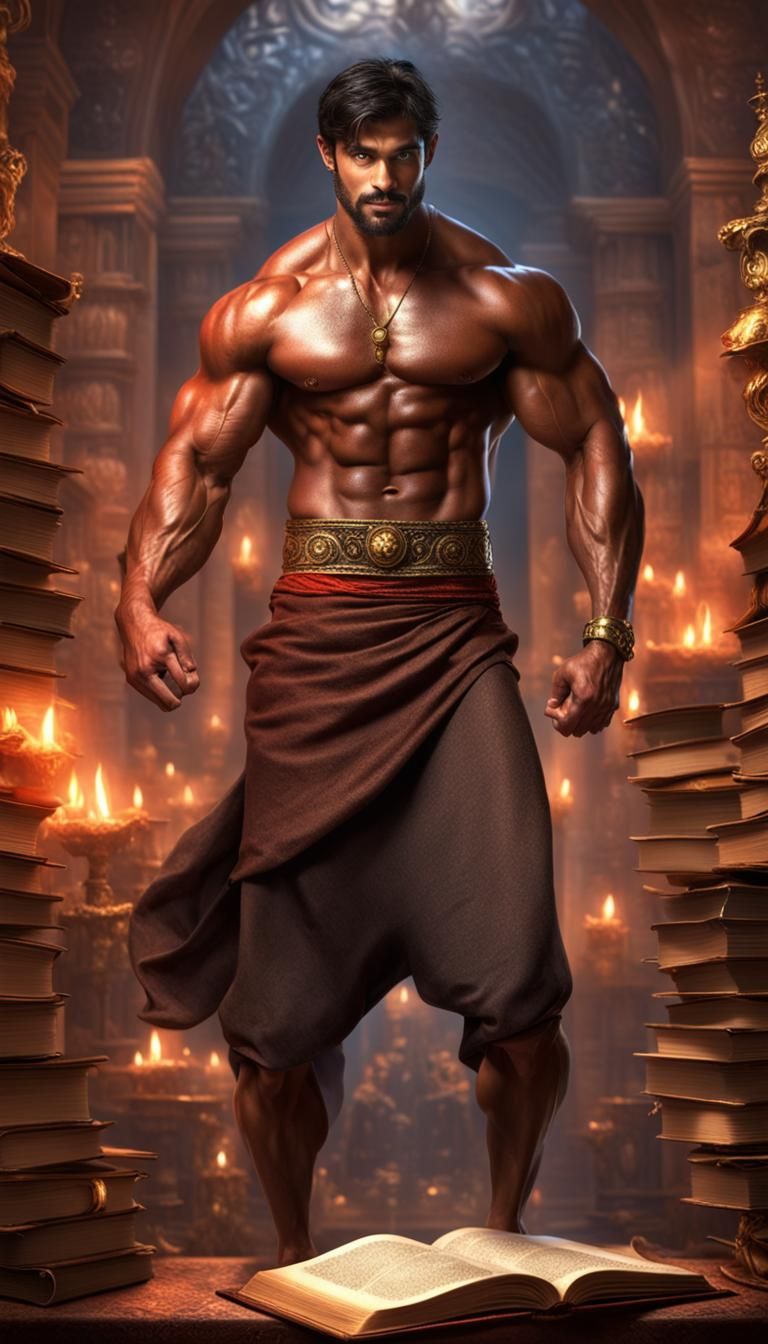 Photorealistic Male Genie Emerges From Book