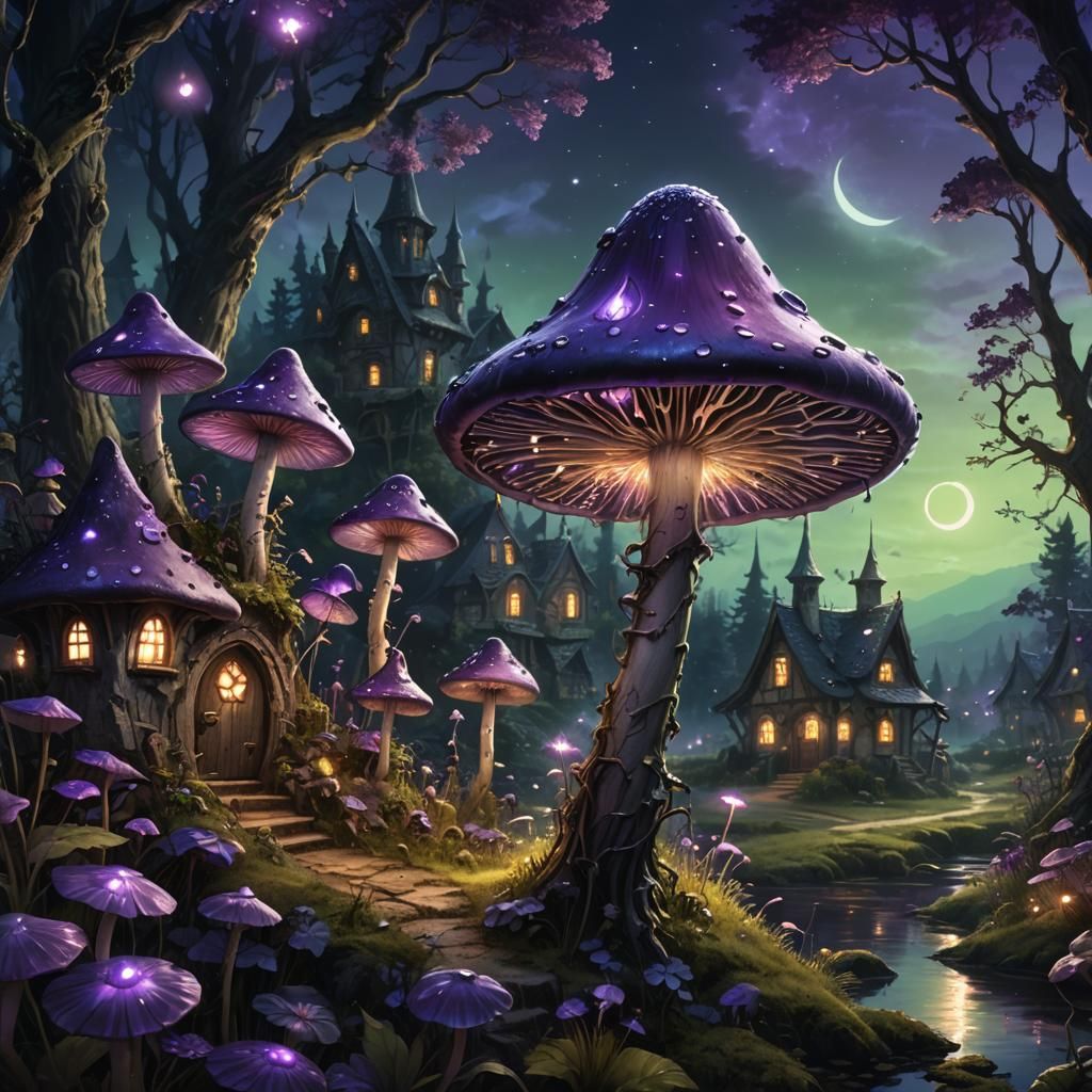 Dark Fantasy Fairy Mushroom with Diamond Staff