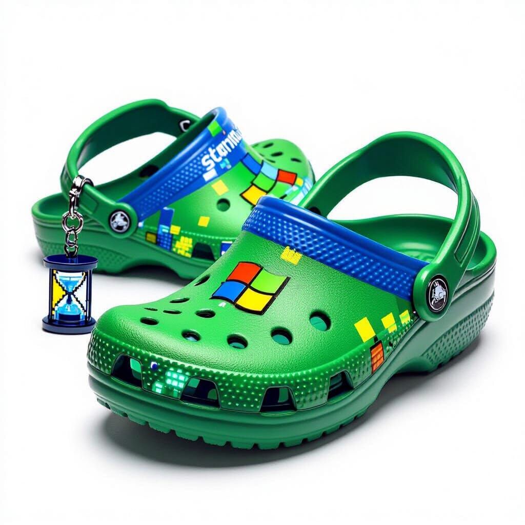 Windows XP Bliss Crocs: Retro Tech Fashion