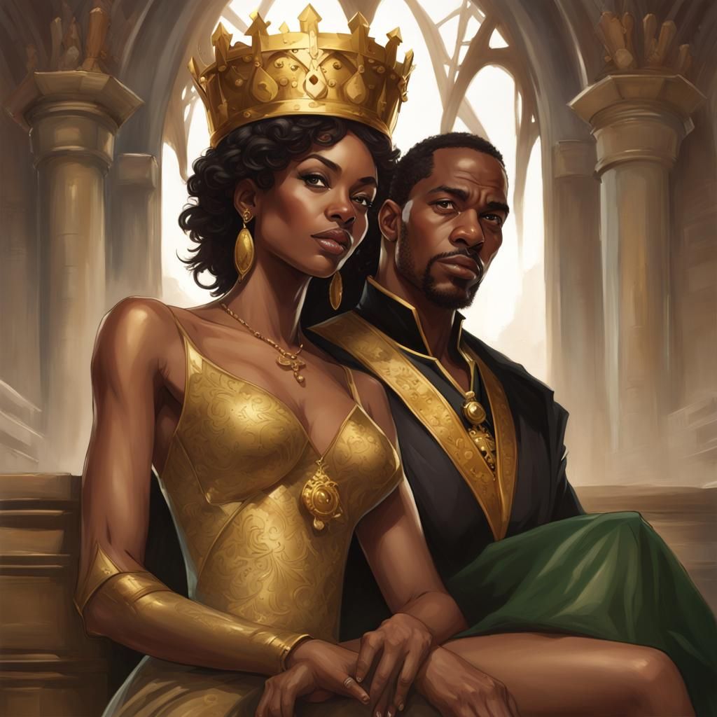 African American King and Red-Headed Queen Portrait