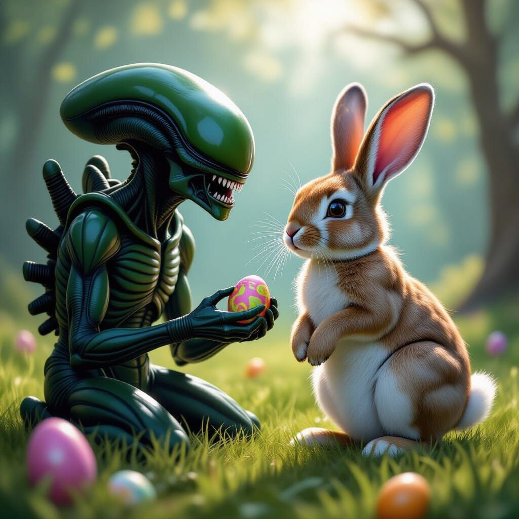 Alien vs Easter Bunny in Epic Battle