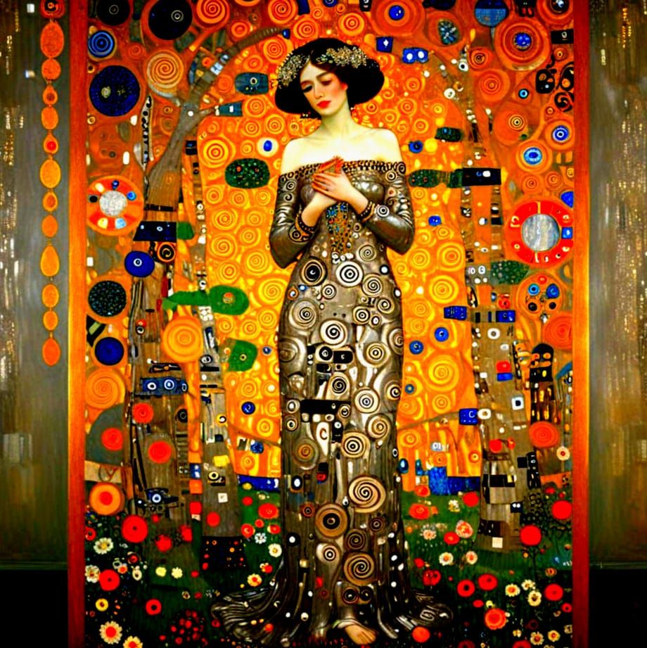 Gustav Klimt-Inspired Silver Art