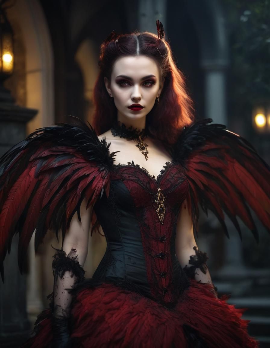 Portrait of a fairy female persona of Dracula personified