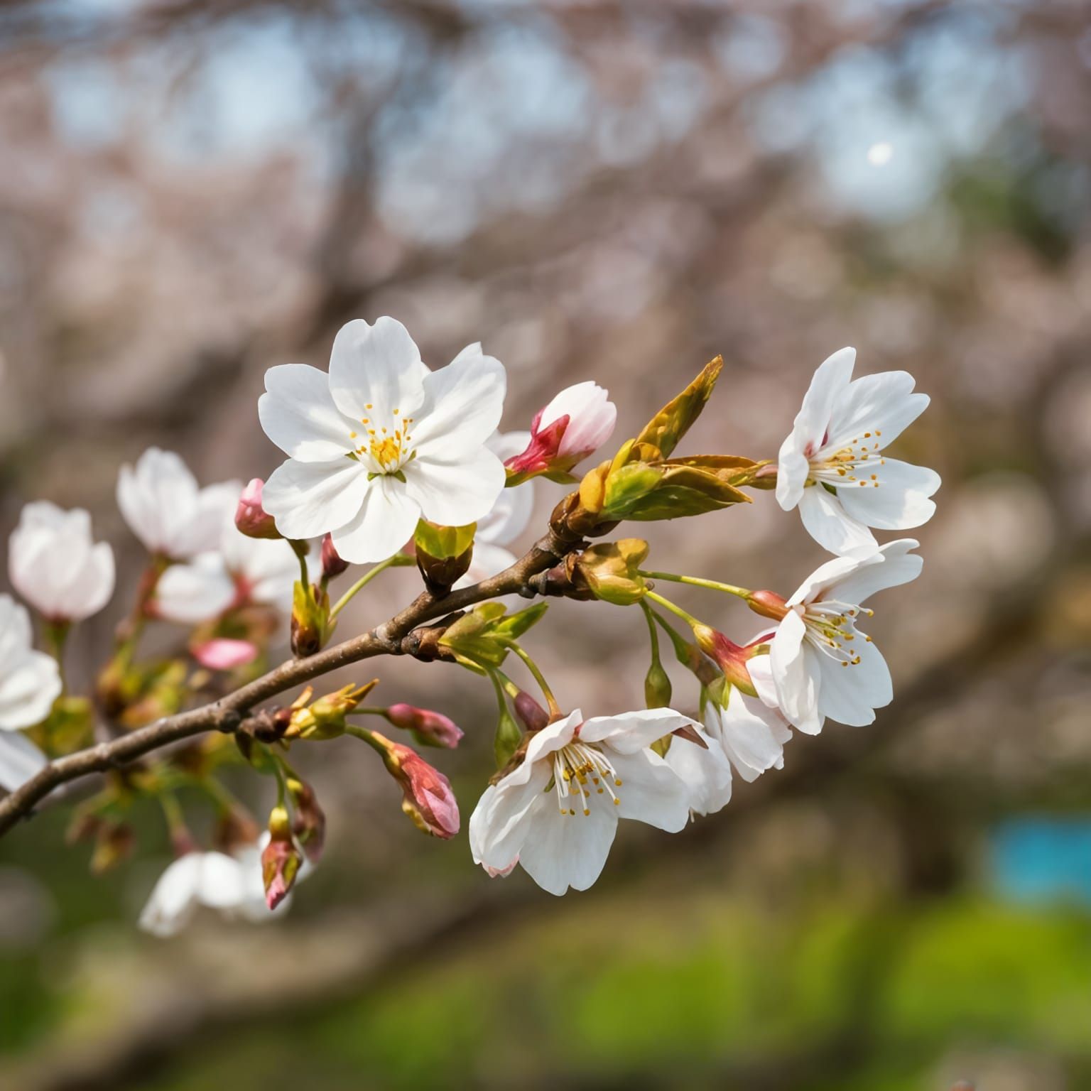 Delicate Cherry Blossoms: Minimalist Digital Art