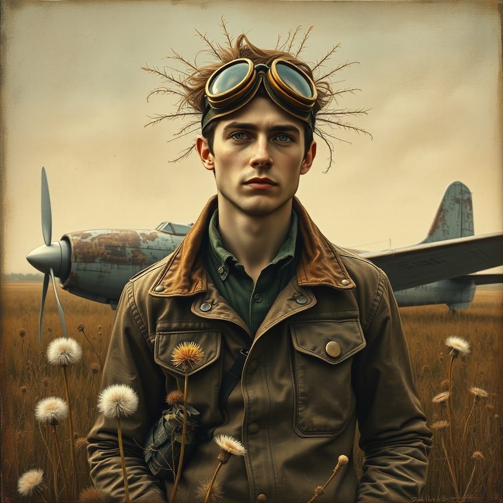 Aviator Lost in a Dreamlike Wilderness