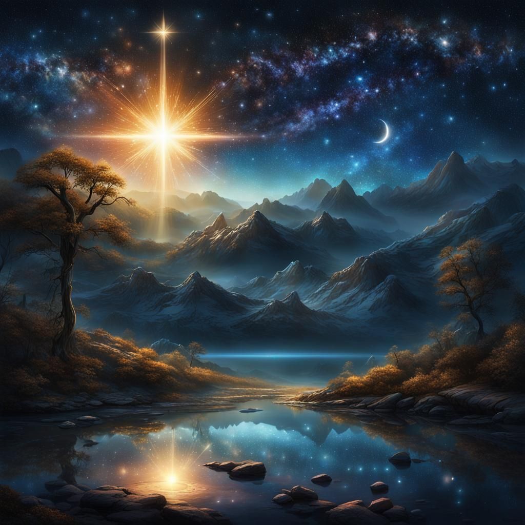 Ethereal Star Dance in Dark Sky: Fantasy Concept Art