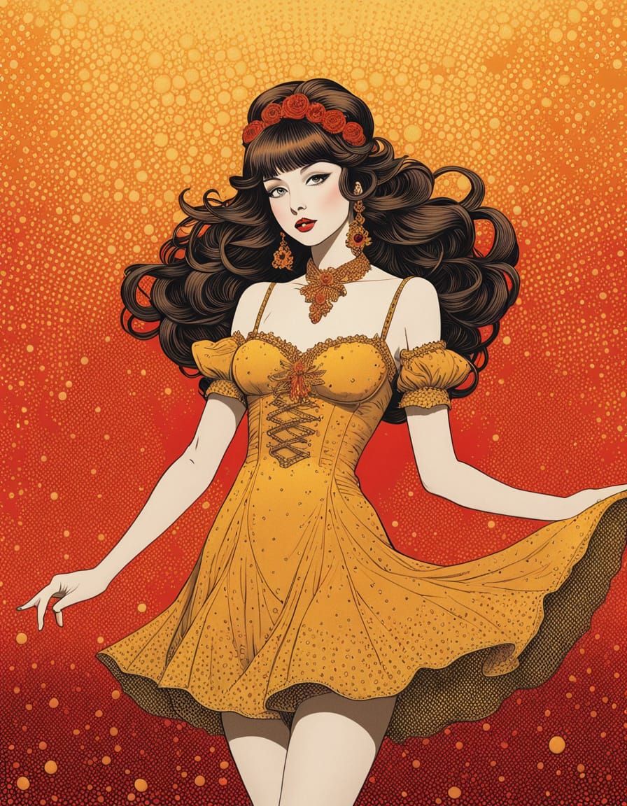 Pizza Woman Portrait in Dreamy Impressionism Style