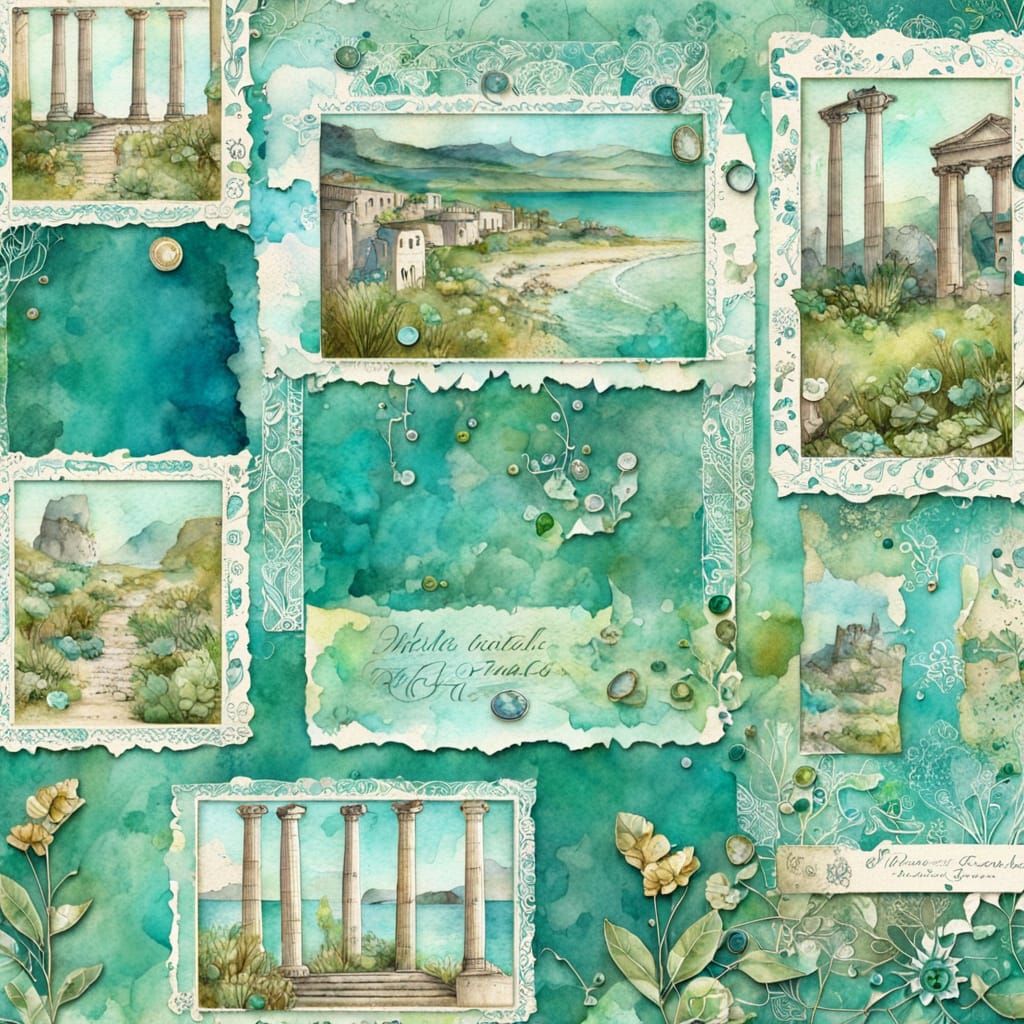 Distressed Beach Scene in Whimsical Watercolour