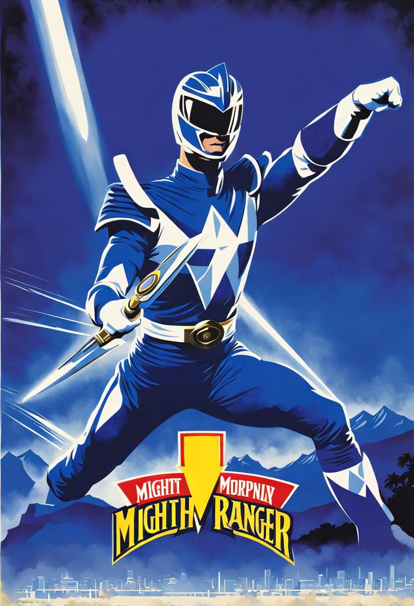 Blue Power Ranger Propaganda Poster Art