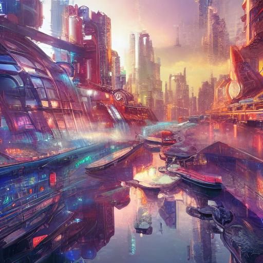 Detailed Hyperrealistic Future Cityscape Concept Art