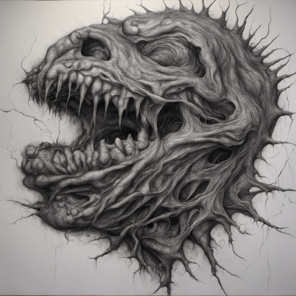 Hyperdetailed Charcoal Drawing of Infinite Malleable Skin