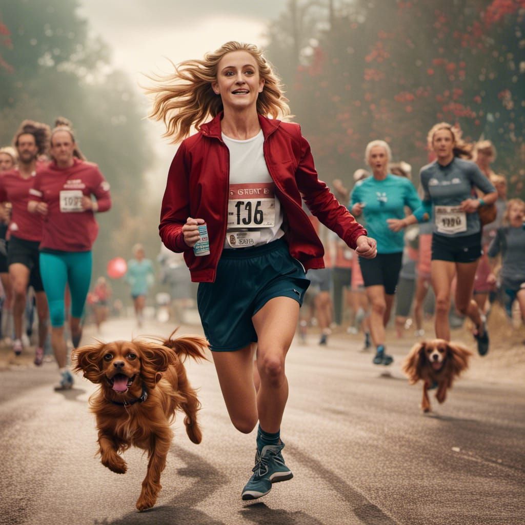 Lili Reinhart Running Marathon with King Charles Spaniel