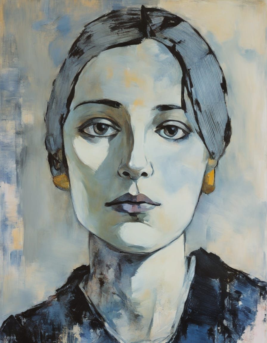 Brooding Woman: An Egon Schiele-Style Portrait