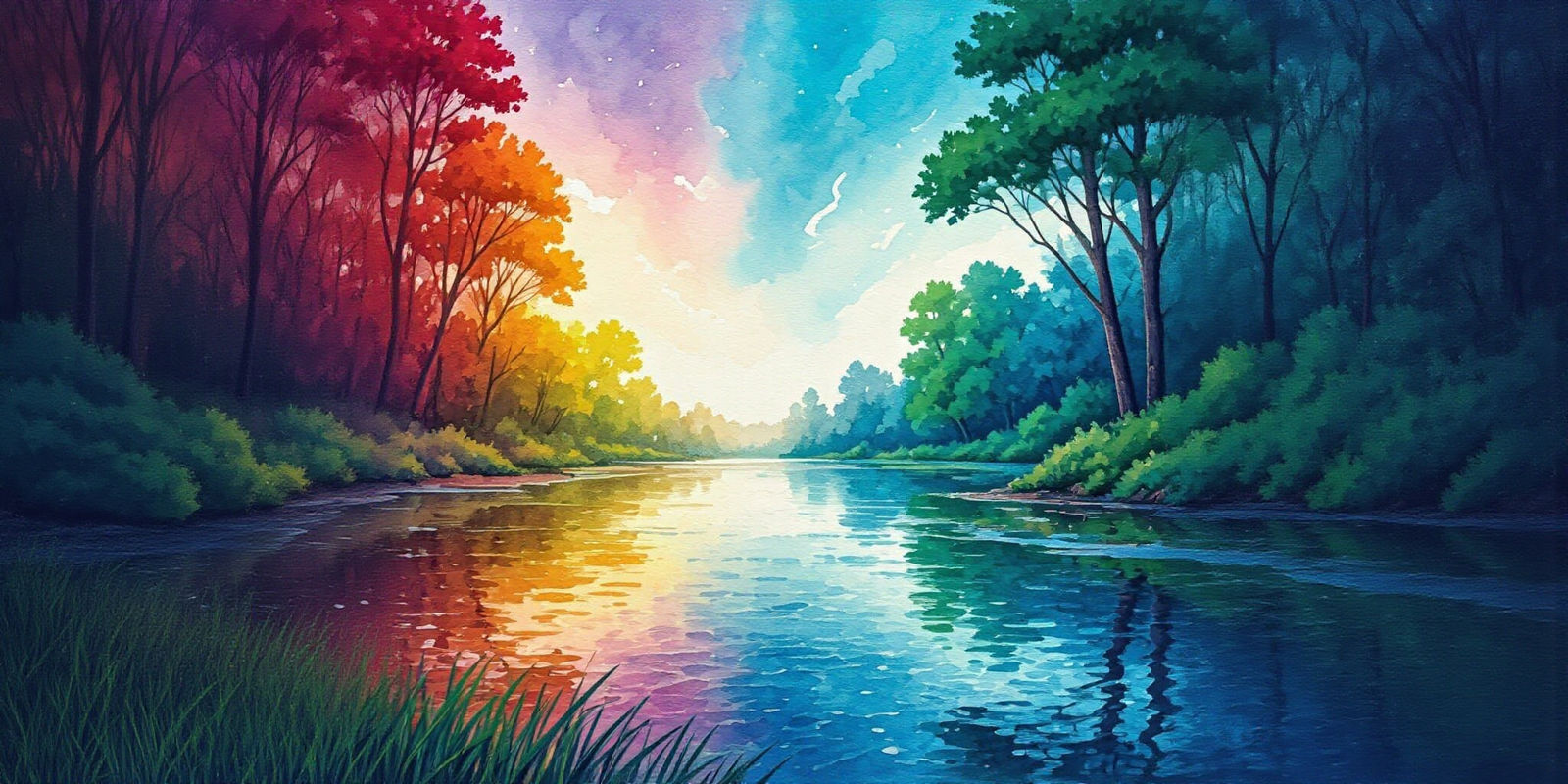 Rainbow landscape outpainted