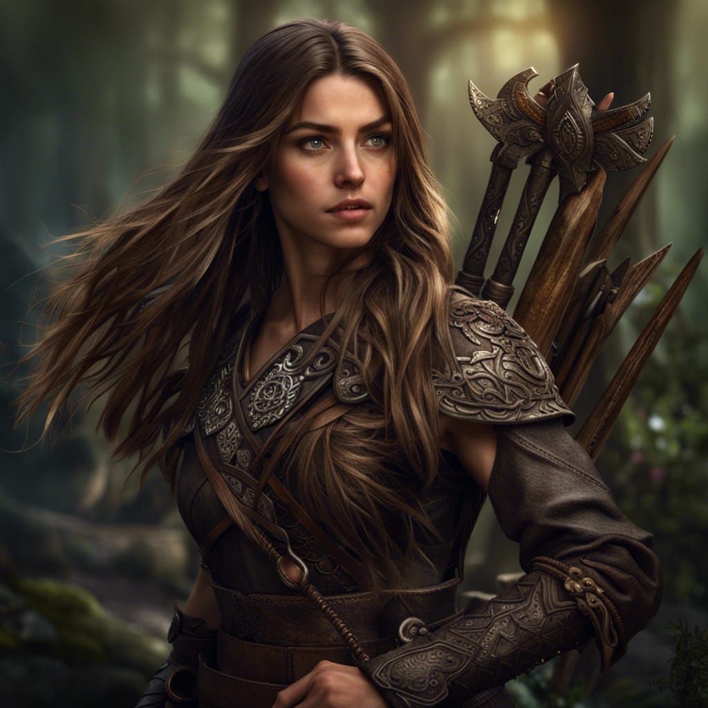 Druid Warrior in Forest with Sword