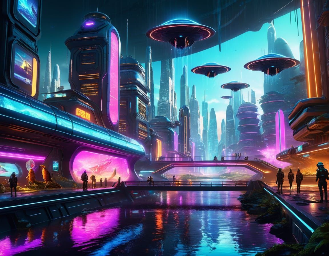 Evening in the alien city