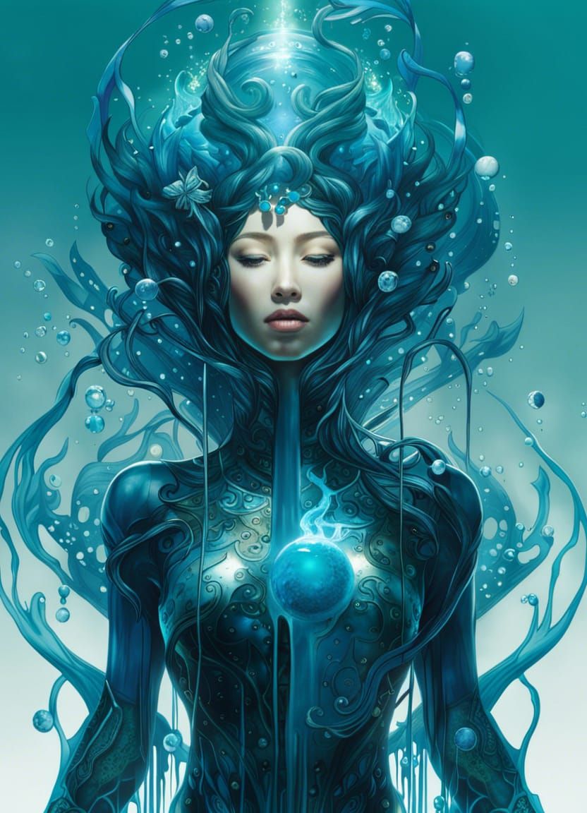 Detailed Liquid Humanoid Concept Art