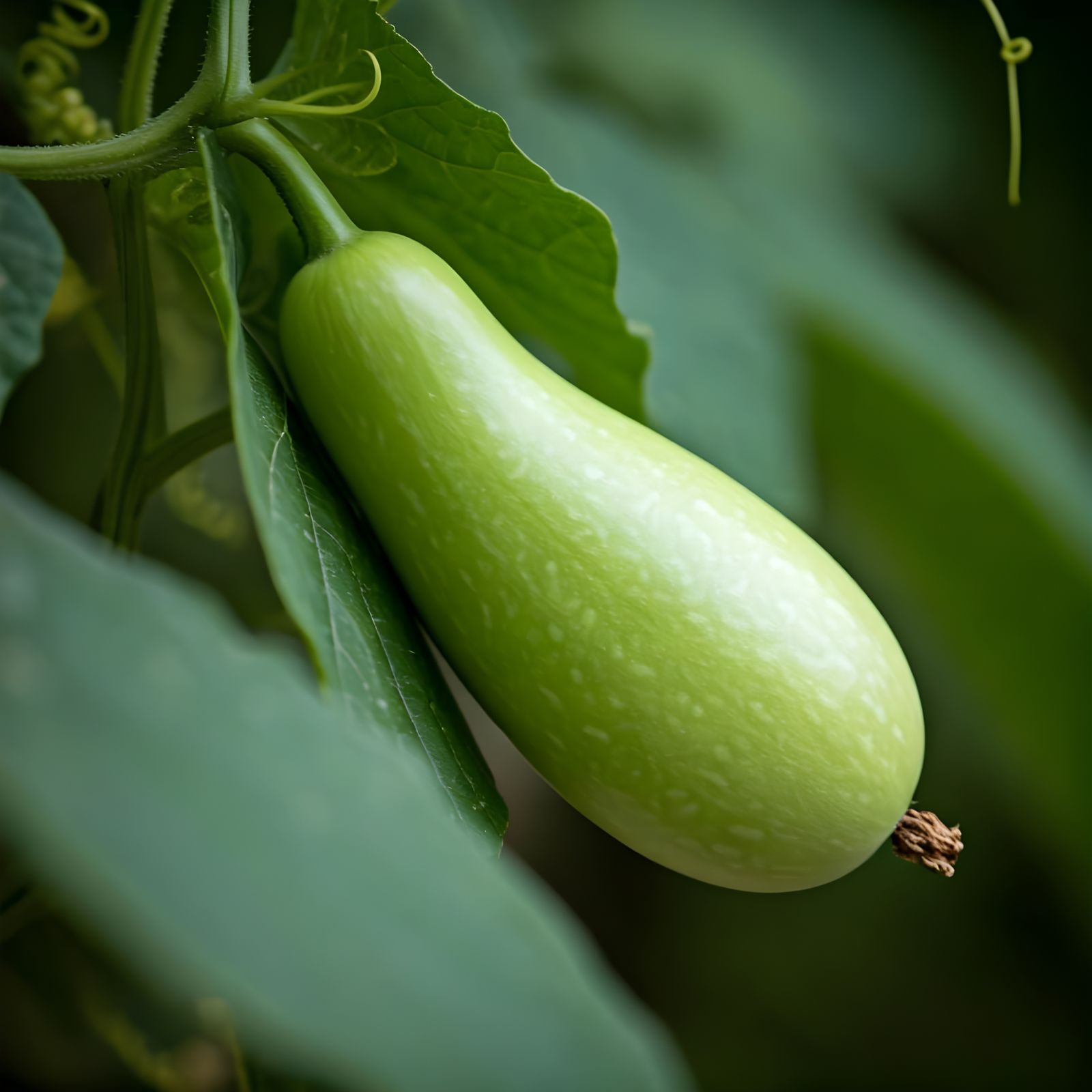Close-Up of a Gourd Fruit Plant (Benincasa hispida)
