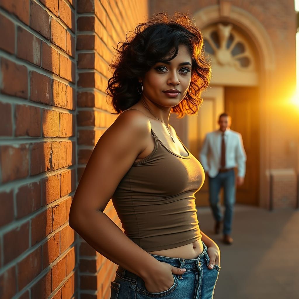 Confident Woman in Cinematic Golden Hour Portrait