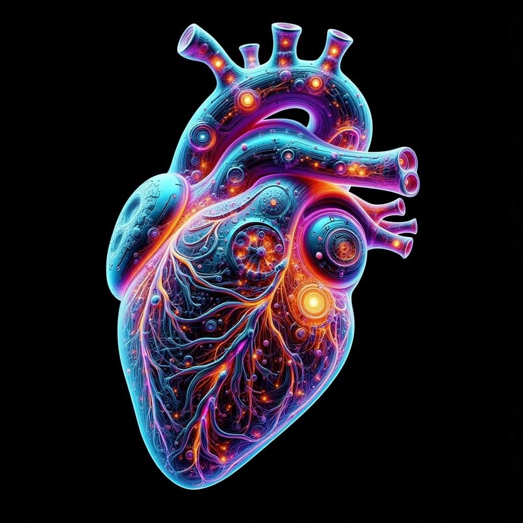 Cybernetic Heart with Pulsing Circuitry