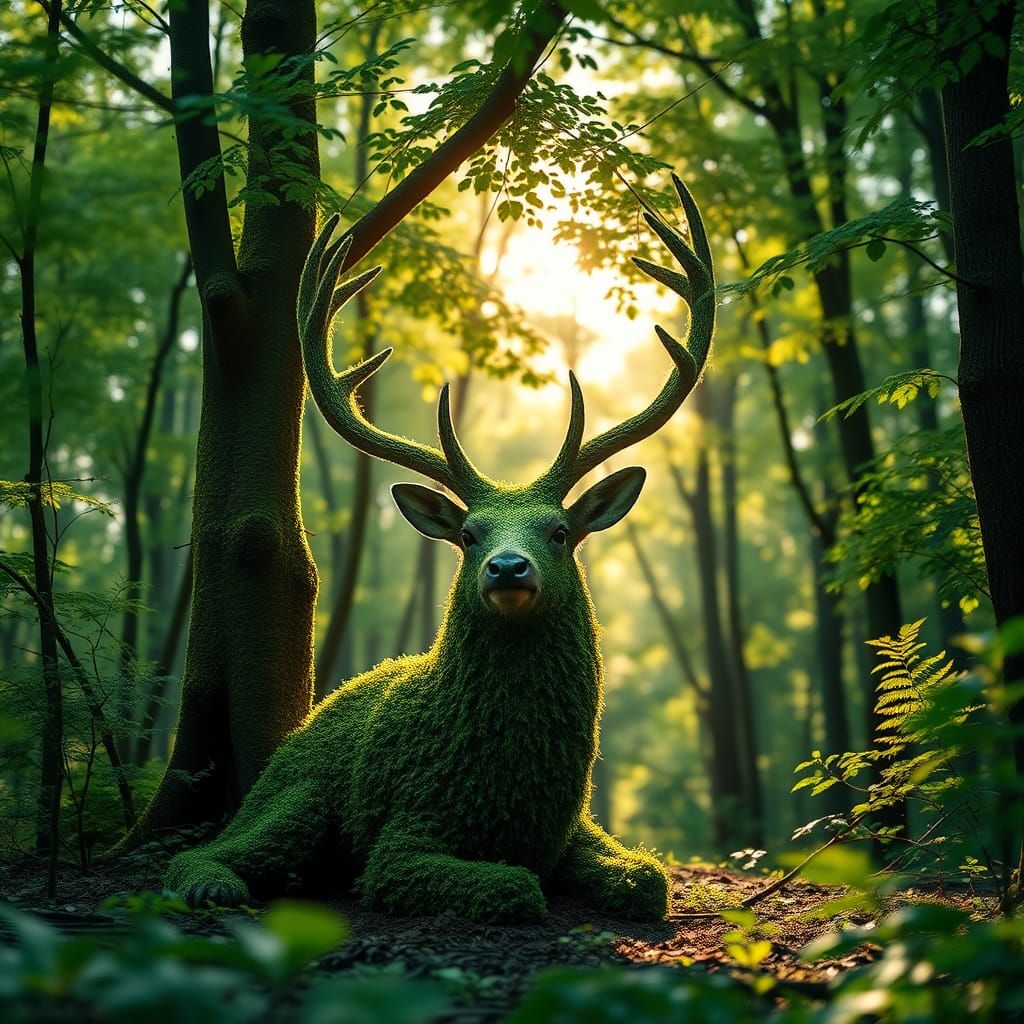 Deer-Shaped Forest Bathed in Natural Light