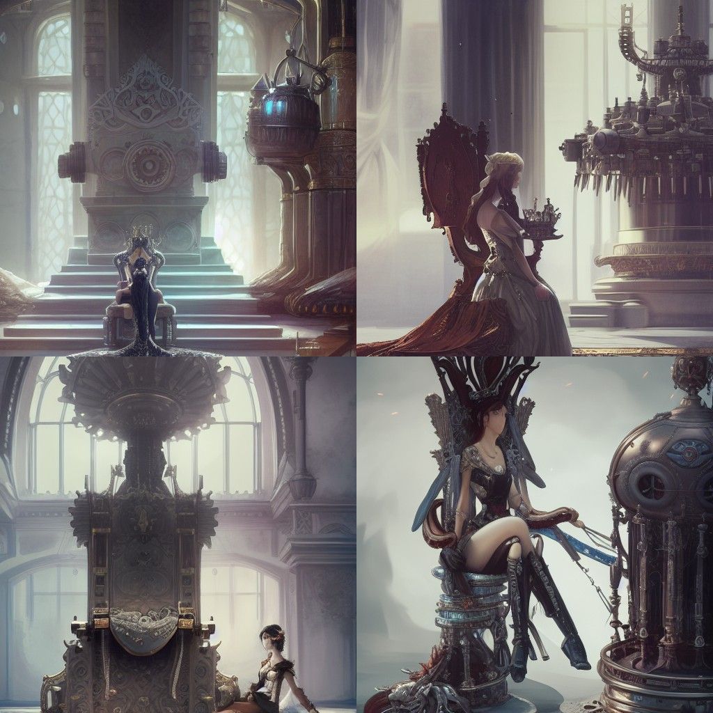 Mechanical Queen's Chair in Shounen Fantasy Style