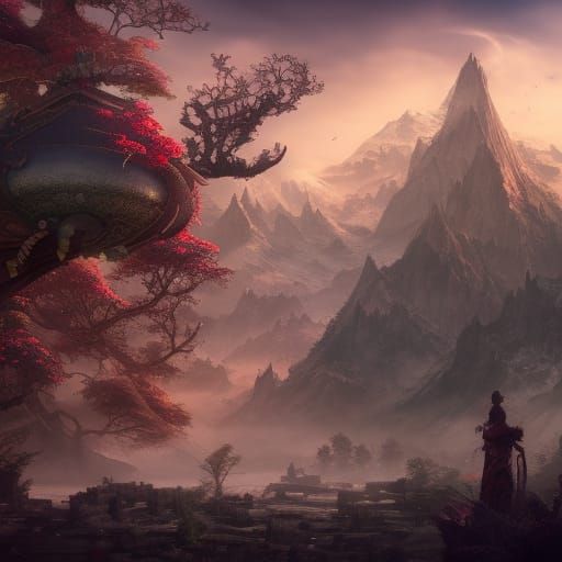 Detailed Asian Portrait in Fantasy Concept Art Style