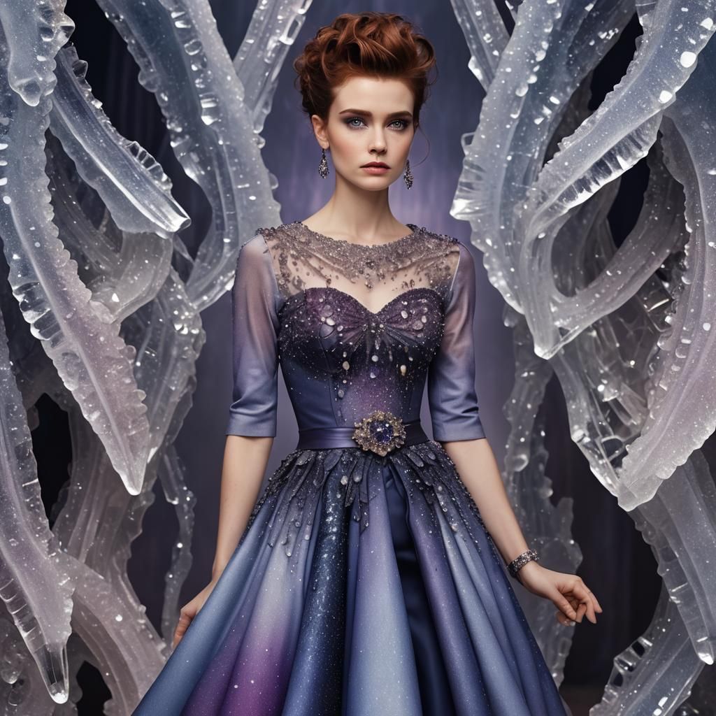 Crystal Dress Fashion Photography in Dark Academia Style