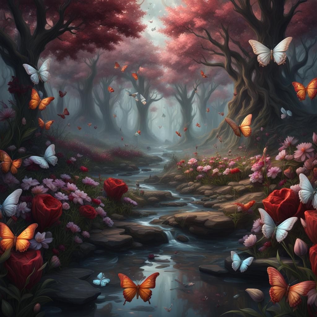 Butterflies Emerge from Heart in Detailed Matte Painting