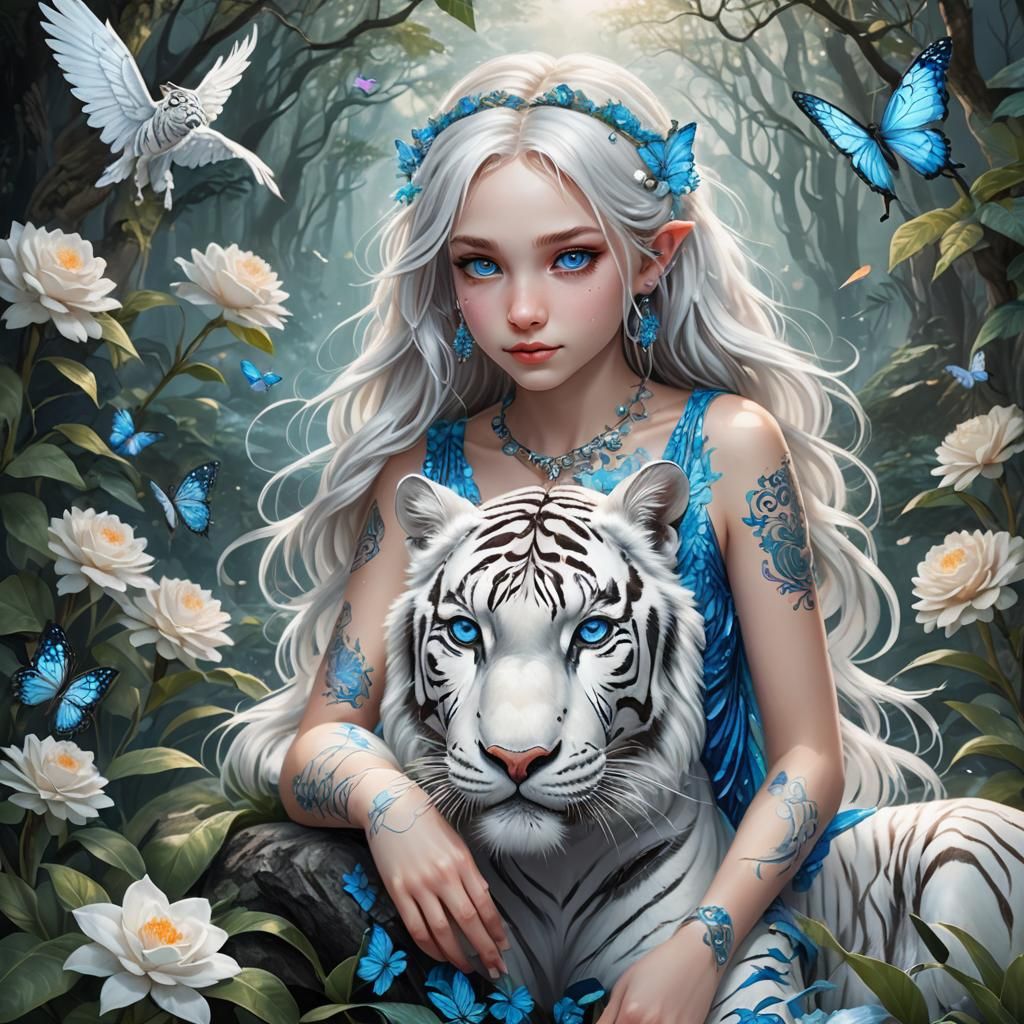 Tiger Protector: Ethereal Anime Art in Dreamscape