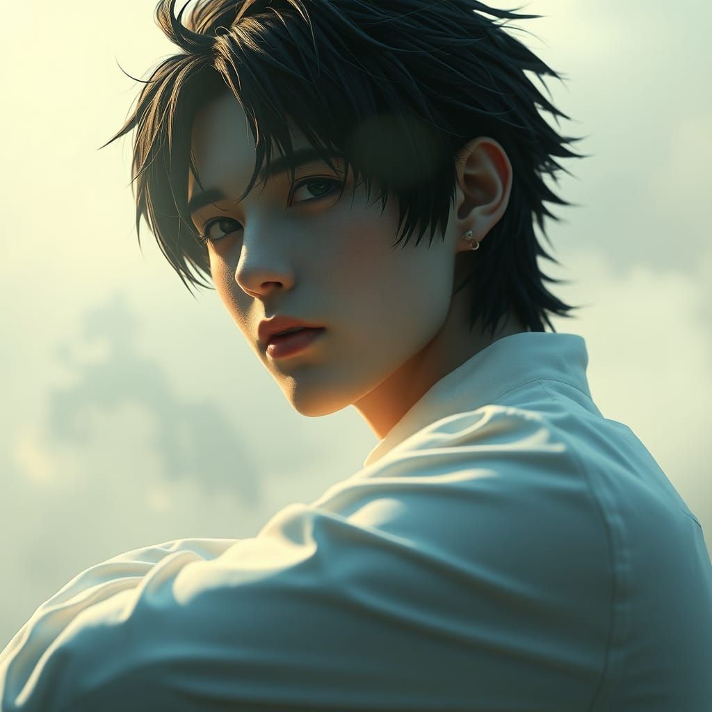 Ethereal Portrait of L in Dreamy Landscape