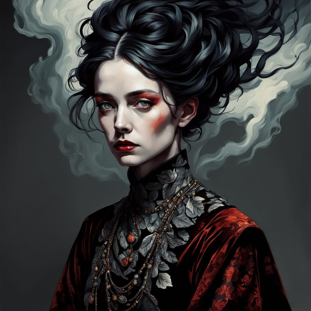 Frail Senior Woman with Piercing Gaze and Lightning Scar